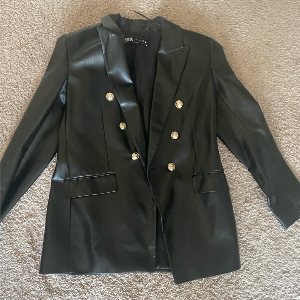 Zara Black Blazer with Gold Buttons